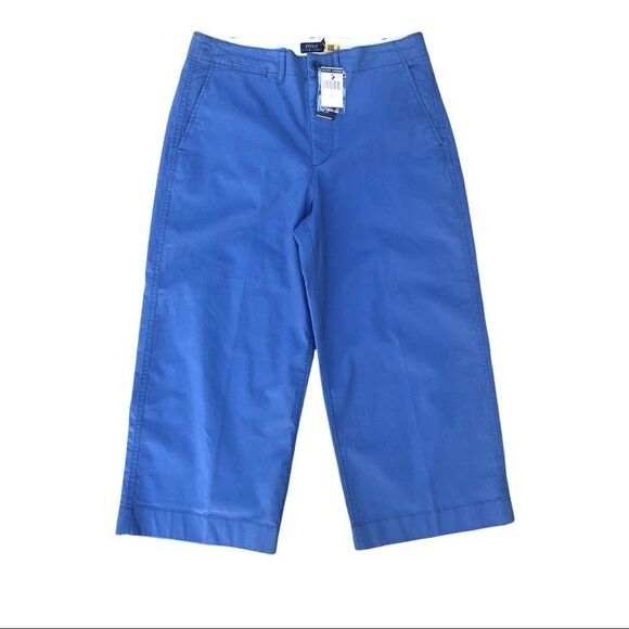 NWT POLO Lauren blue wide leg cropped pants sz 12 - Picture 1 of 7